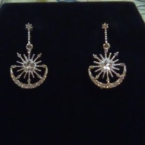 Clear Rhinestone Moon & Stars Post Earrings